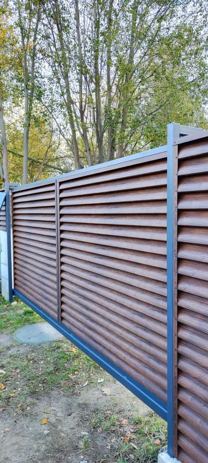 забор-жалюзи с ламелями еврожалюзи printech каштан фото3 в Гатчине