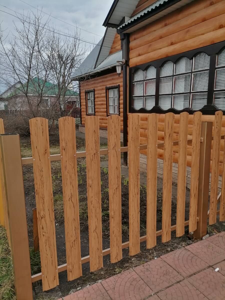 Забор из металлического штакетника 19м Кипарис 2xPrintech двусторонний в Гатчине